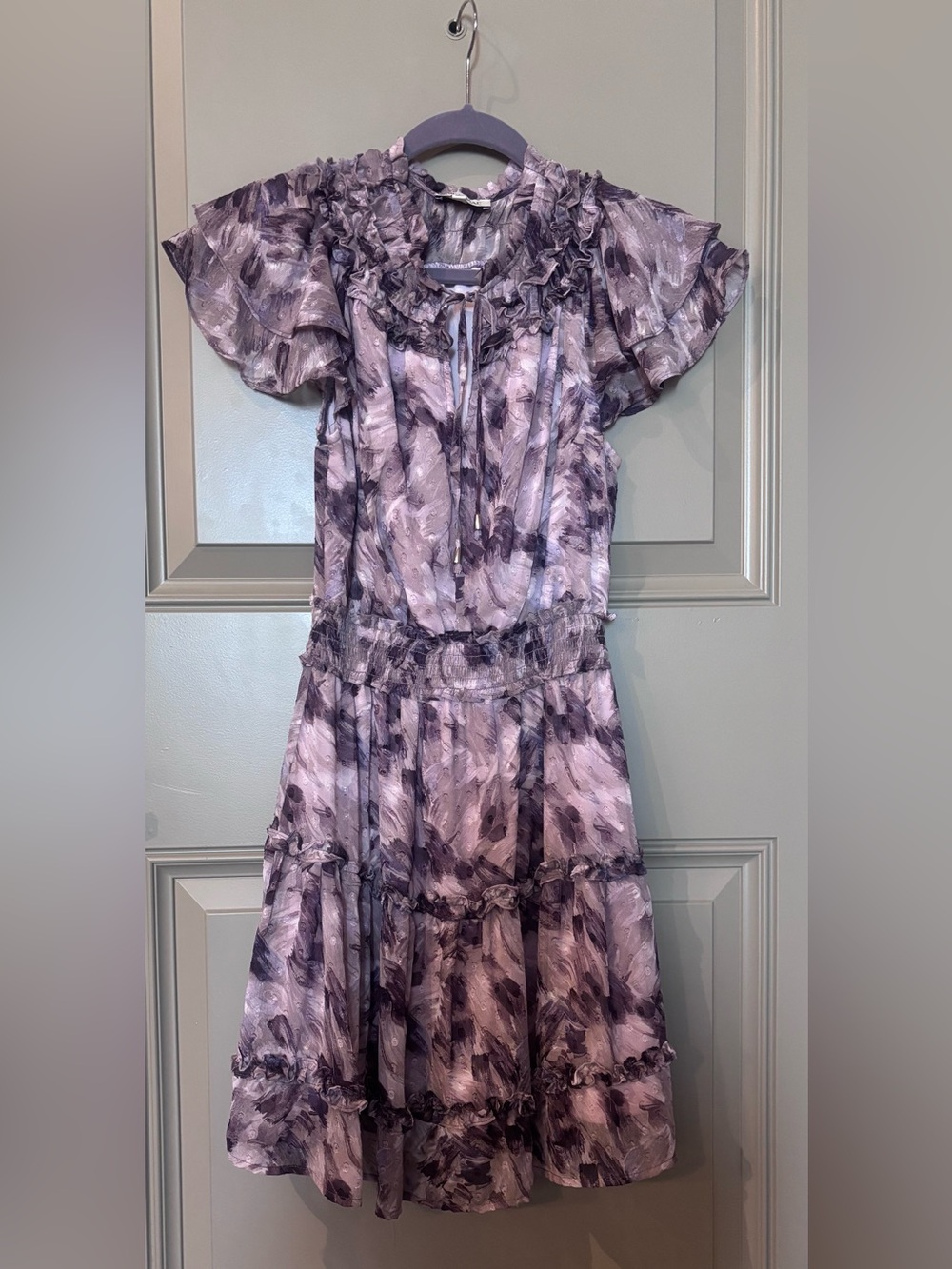 Mila Mae Purple Ruffled Midi Dress